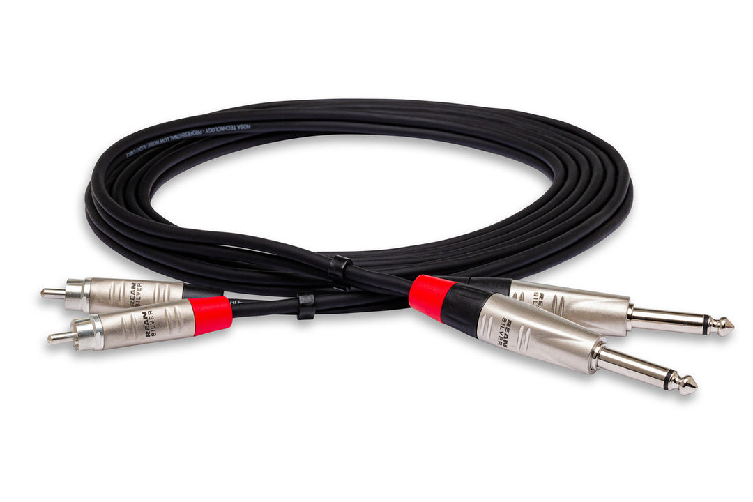 HOSA HPR-003X2 PRO STEREO INTERCONNECT DUAL REAN 1/4 IN TS TO RCA 3FT