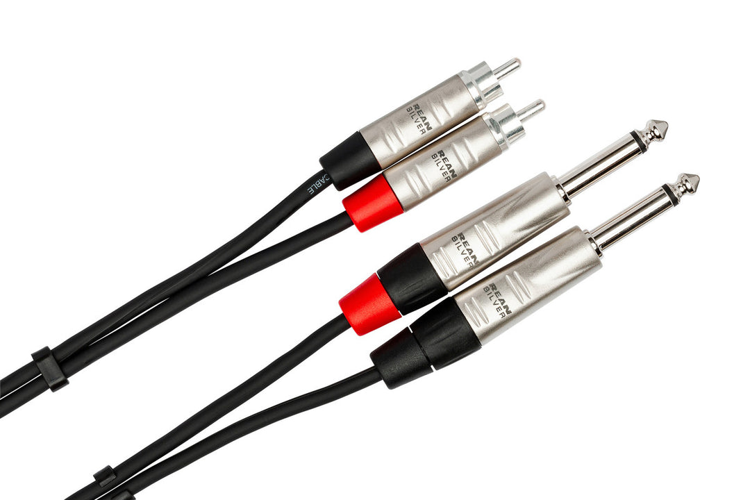 HOSA HPR-003X2 PRO STEREO INTERCONNECT DUAL REAN 1/4 IN TS TO RCA 3FT
