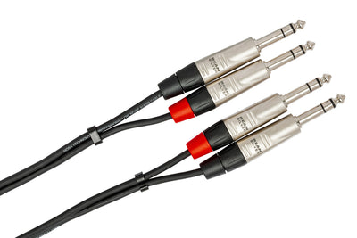 HOSA HSS-015X2 PRO STEREO INTERCONNECT DUAL REAN 1/4 IN TRS TO SAME 15FT