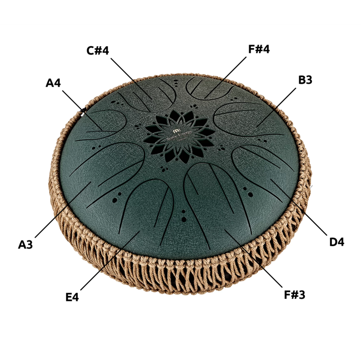 MEINL SONIC ENERGY DARK GREEN 10" OCTAVE STEEL TONGUE DRUM 432HZ