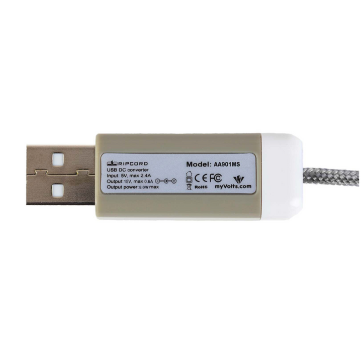 MYVOLTS RIPCORD USB TO 15V DC POWER CABLE CENTRE POSITIVE POLARITY