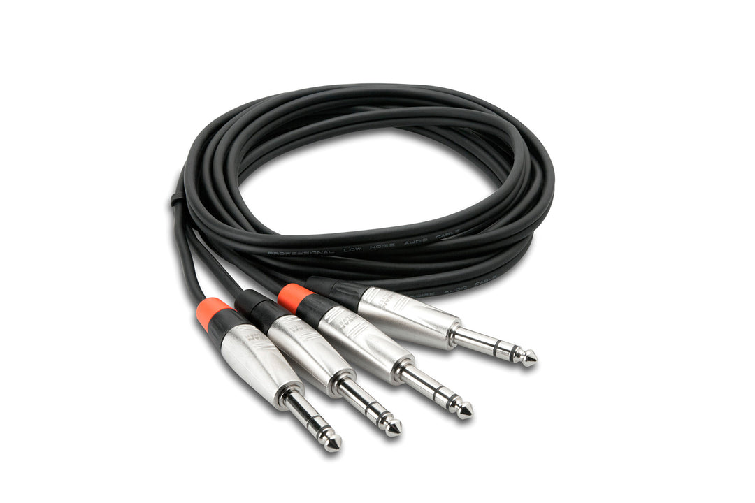 HOSA HSS-015X2 PRO STEREO INTERCONNECT DUAL REAN 1-4 IN TRS TO SAME 15FT