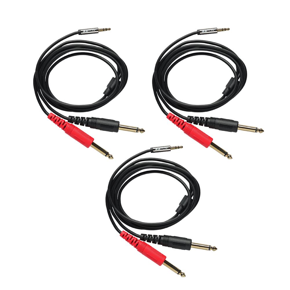 1010 Music 3.5mm Male to 6.35mm Male Stereo Breakout Cable 4.5ft 3pk