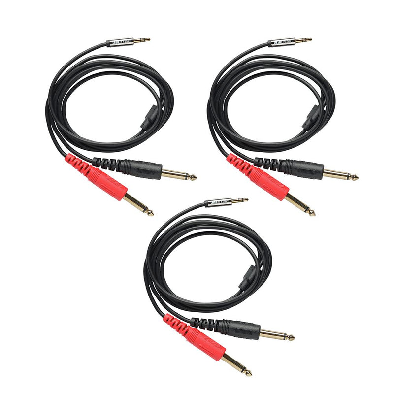 1010 MUSIC 3.5MM MALE TO 6.35MM MALE STEREO BREAKOUT CABLE 4.5FT 3PK