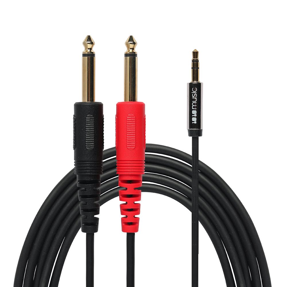 1010 MUSIC 3.5MM MALE TO 6.35MM MALE STEREO BREAKOUT CABLE 4.5FT SINGLE CABLE