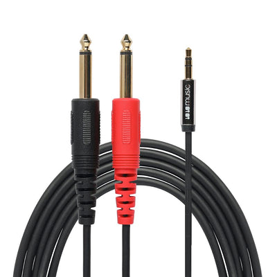 1010 MUSIC 3.5MM MALE TO 6.35MM MALE STEREO BREAKOUT CABLE 4.5FT 3PK